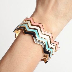 Chevron Bangle Bracelets Aqua Coral Black Ivory